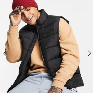 ASOS DESIGN black puffer vest Men's